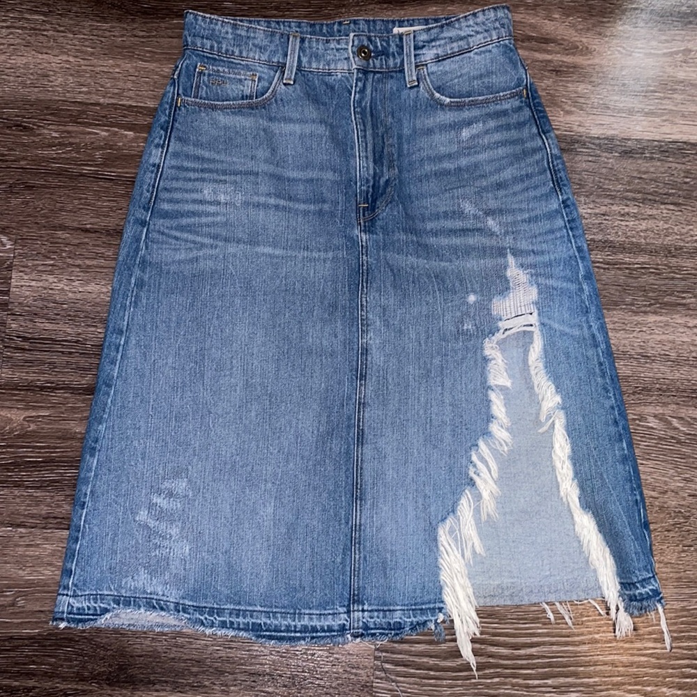 G Star Restored Denim knee distressed skirt